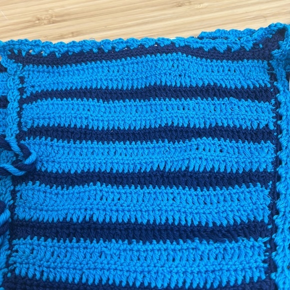 NWT Lemlem L 100% Cotton Knit Bathing Suit Bikini Bottom Blue Stripe Adjustable - Picture 4 of 11